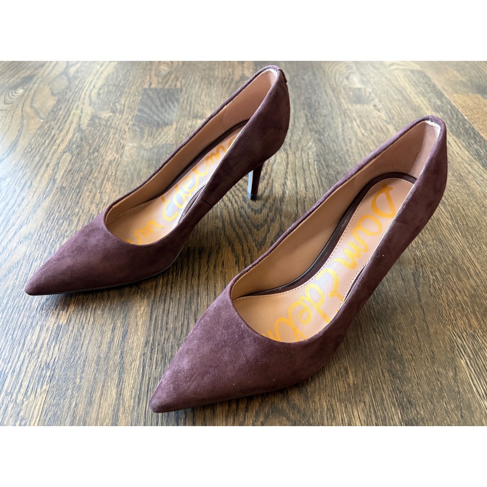 Sam Edelman Hazel Pointed Toe Pumps Burgundy Plum Suede Stiletto Heels Size 6